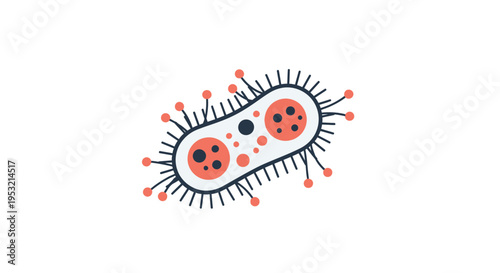 Bacteria Cell Illustration with Flagella Medical Science Concept