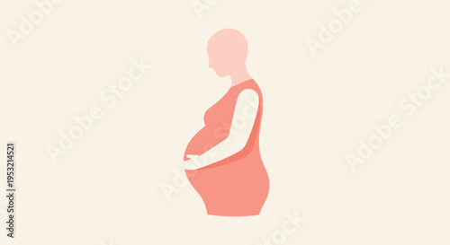 Pregnant Woman Silhouette Cradling Belly Motherhood Concept