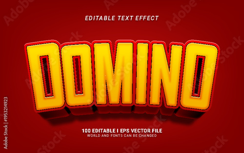 Editable Domino text effect with 3D yellow and red style