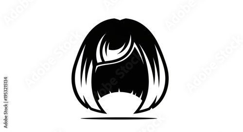 Stylized Black and White Illustration of a Short Bob Haircut.