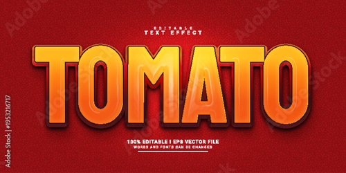 Editable 3D Tomato Text Effect with Modern Red Style