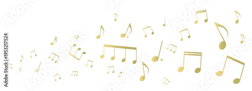 ゴールドの音符のフレームイラスト　背景イラスト