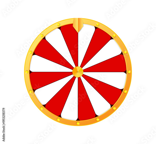 Realistic Interactive Red and White Fortune Wheel Vector