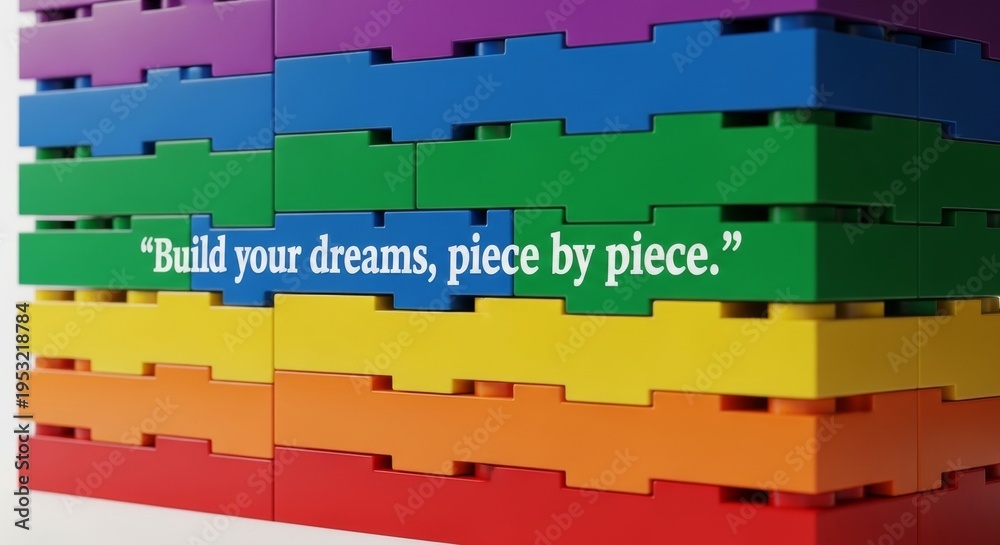 Obraz premium Rainbow Lego bricks stacked in a vibrant pattern