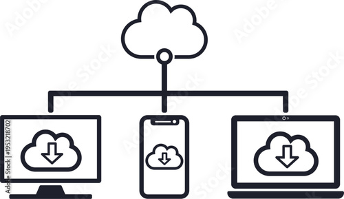 クラウドダウンロードとマルチデバイス連携アイコン