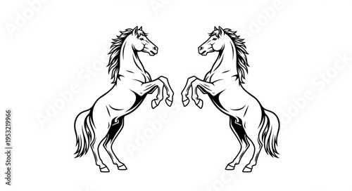 Two rearing horses facing each other in a heraldic pose.