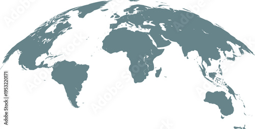 Flat map in muted teal and white globe earth continents geography