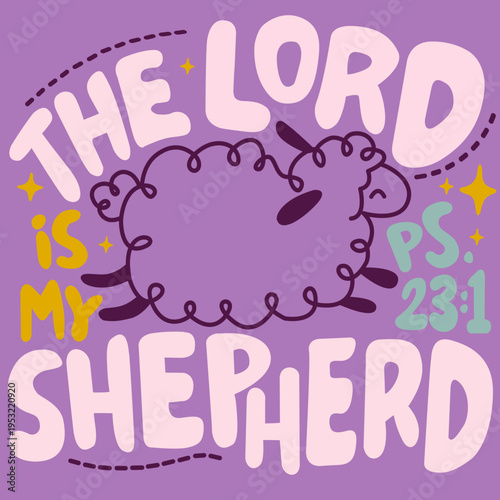 vector illustration Christian words the lord is my shepherd