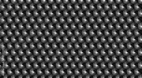 Vector illustration of a metallic carbon fiber pattern with hexagonal structures, ideal for tech analytics and crypto security themes.