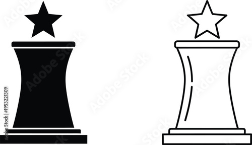 Trophy Award Icon Set with Star Symbol Vector