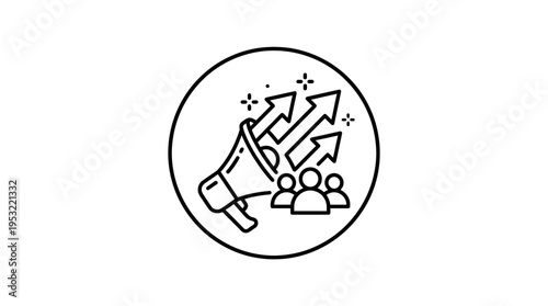 Megaphone With Arrows Symbolizing Promotion and Growth