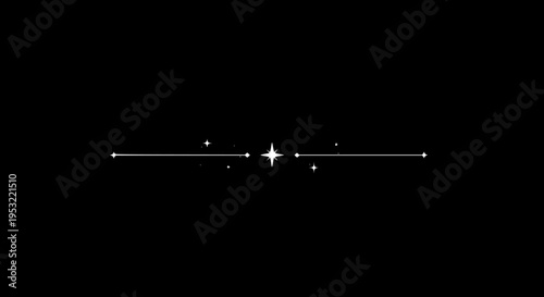 Minimalist black background divider design featuring a central glowing star line element with scattered sparkles suitable for elegant horizontal separators.