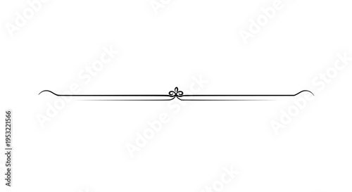 Elegant decorative horizontal line divider graphic element with ornate flourish and curved ends isolated on a pure white background for design and decor purposes.