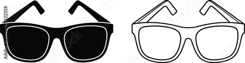 Sunglasses Icon Set Black and White Vector Vector