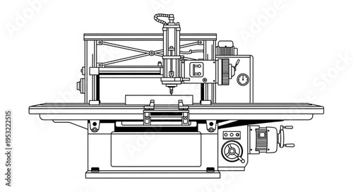 Detailed Illustration of a Woodworking Milling Machine.