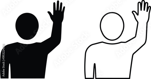 Person Raising Hand Icon Set Vector