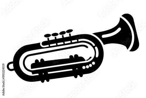 trumpet silhouette illustration for music, instrument, and jazz performance design