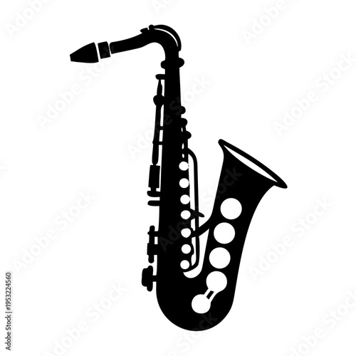 soprano saxophone icon silhouette illustration for music, instrument, and jazz performance design