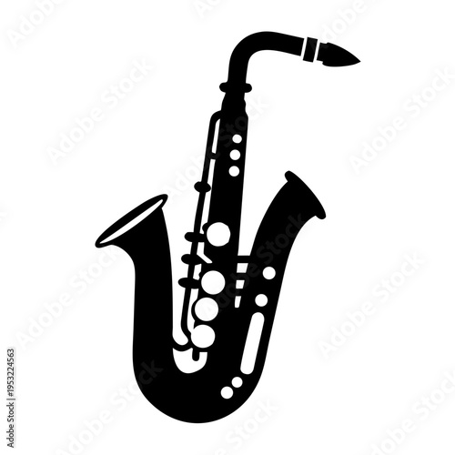 soprano saxophone icon silhouette illustration for music, instrument, and jazz performance design