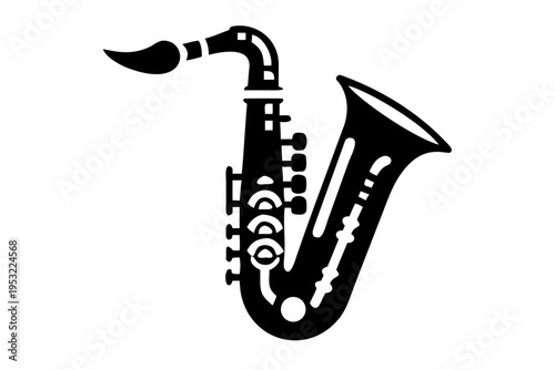 bass saxophone silhouette illustration for music, instrument, and jazz performance design