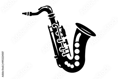 soprano saxophone silhouette illustration for music, instrument, and jazz performance design