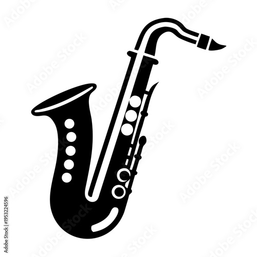 bass saxophone icon silhouette illustration for music, instrument, and jazz performance design