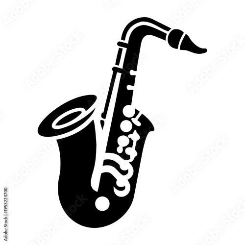 tenor saxophone icon silhouette illustration for music, instrument, and jazz performance design