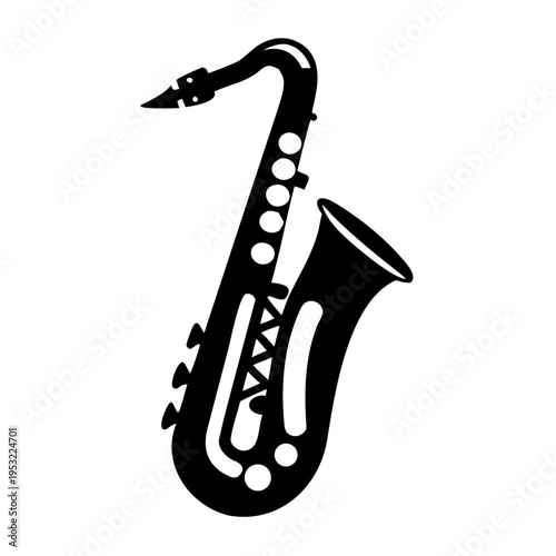 tenor saxophone icon silhouette illustration for music, instrument, and jazz performance design