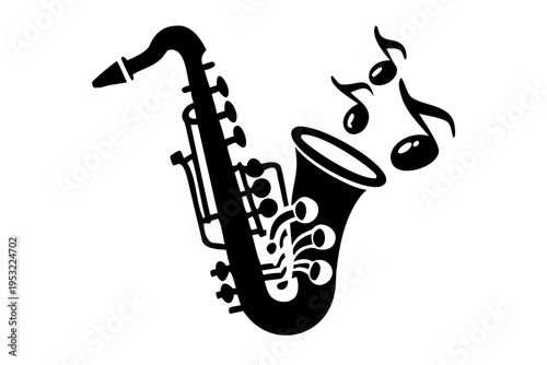 alto saxophone silhouette illustration for music, instrument, and jazz performance design