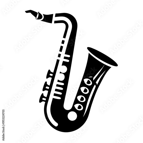 tenor saxophone icon silhouette illustration for music, instrument, and jazz performance design