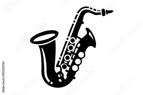 alto saxophone silhouette illustration for music, instrument, and jazz performance design