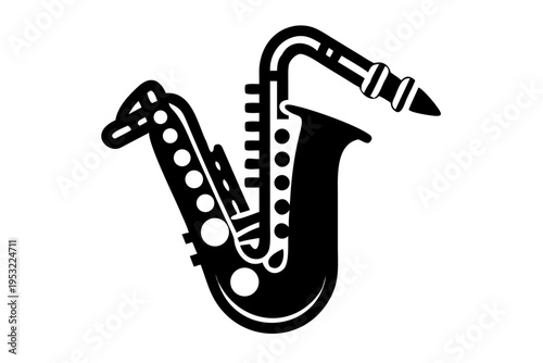 saxophone silhouette illustration for music, instrument, and jazz performance design
