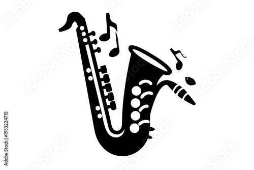 alto saxophone silhouette illustration for music, instrument, and jazz performance design