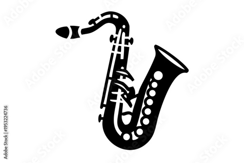 saxophone silhouette illustration for music, instrument, and jazz performance design