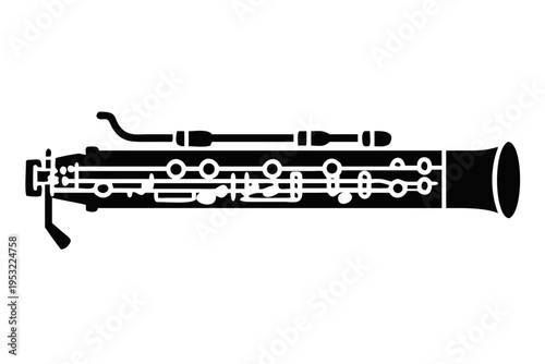 bassoon silhouette illustration for music, instrument, and orchestral performance design