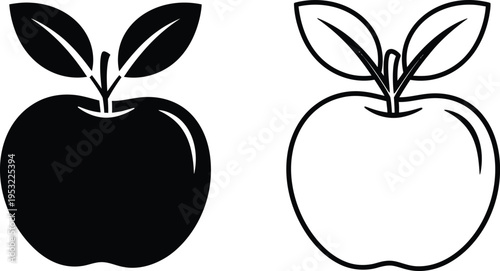 Apple Icon Set: Solid and Outline Vector Design Vector