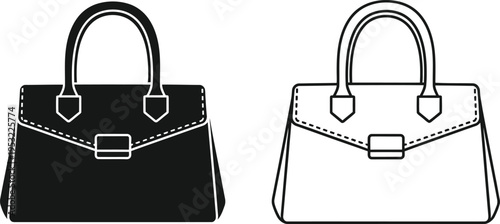 Elegant Handbag Icon Set Vector