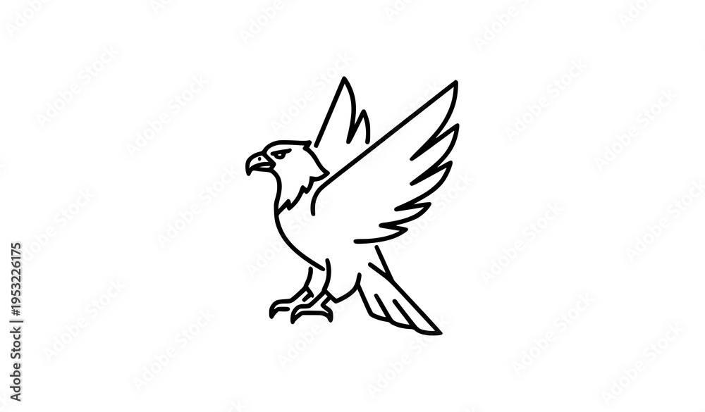Obraz premium Eagle line icon minimalist bird outline symbol isolated on white background vector illustration