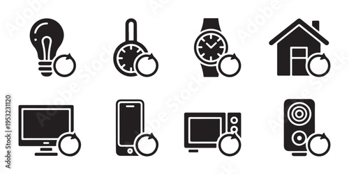 Device synchronization vector icon set, data refresh and update concept, modern electronic gadgets