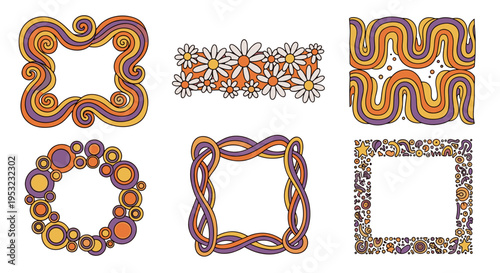 A set of colorful abstract frames and borders in a modern vector graphic design