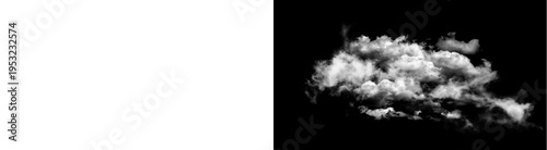 Tableau sur toile PNG image of Realistic white cumulus cloud formation isolated against a dark voi
