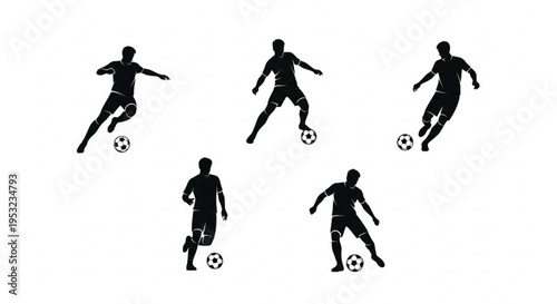 Soccer Player Action Silhouettes Set