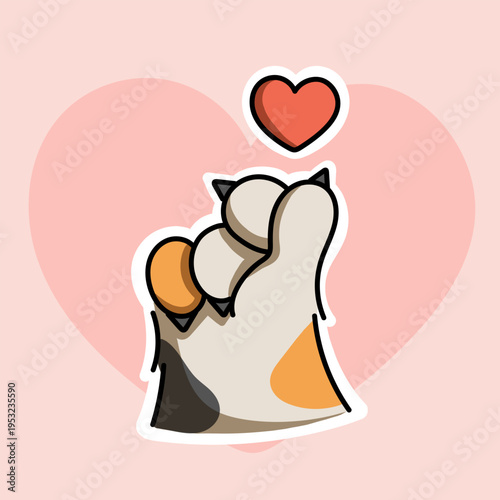 Heart of love, pets, cats, cartoon illustration
