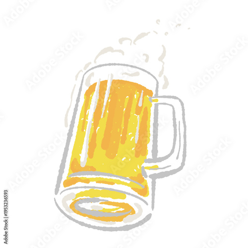 Tilted Beer Mug with Spilling Foam Illustration
