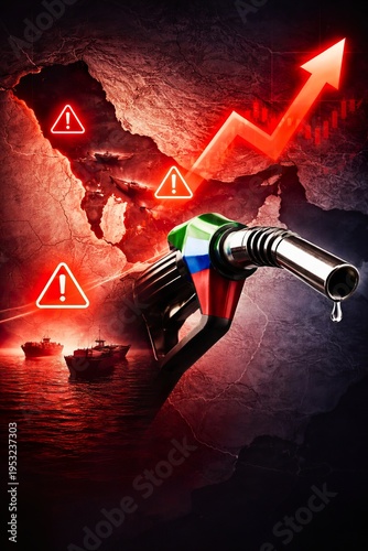 Fuel nozzle Europe map energy crisis and oil price increase concept