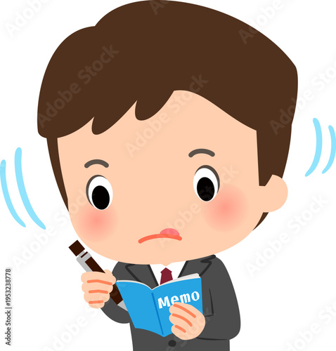 頷きながらメモを取る若いビジネスマン