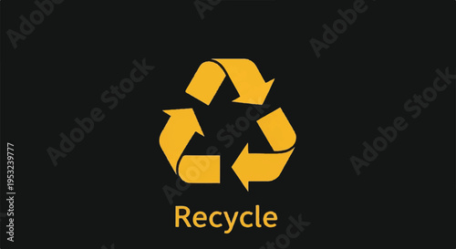 A recycling symbol with arrows and the word Recycle on a black background
