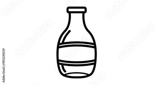 Simple Line Art Icon of a Bottle with Label Space