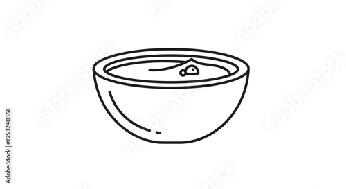 Simple Line Art Icon of a Bowl Filled with Creamy Soup or Sauce