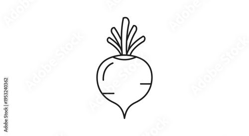 Simple Line Art Icon of a Beetroot Vegetable